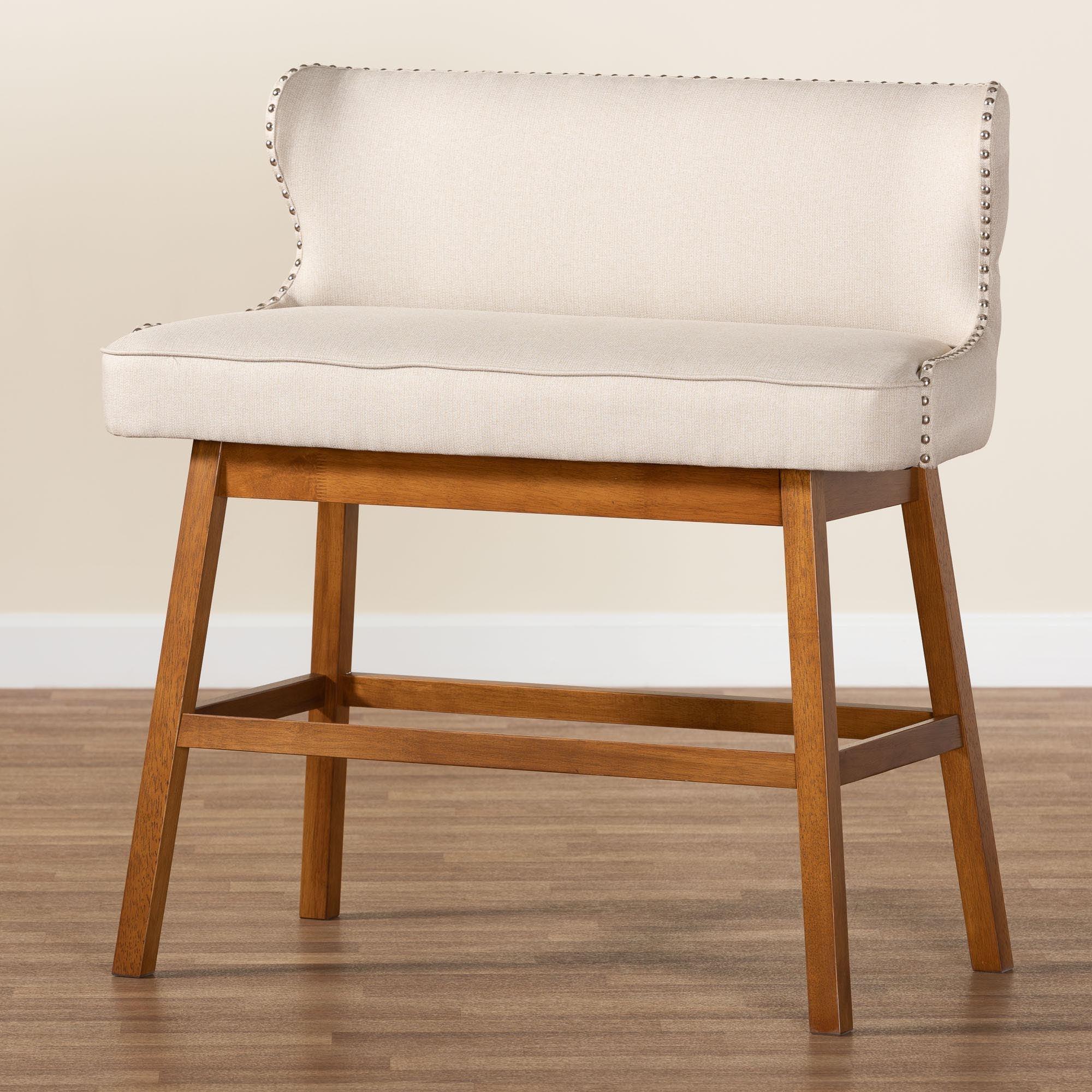 Gradisca Modern and Contemporary Light Fabric Button-tufted Upholstered Bar Bench Banquette