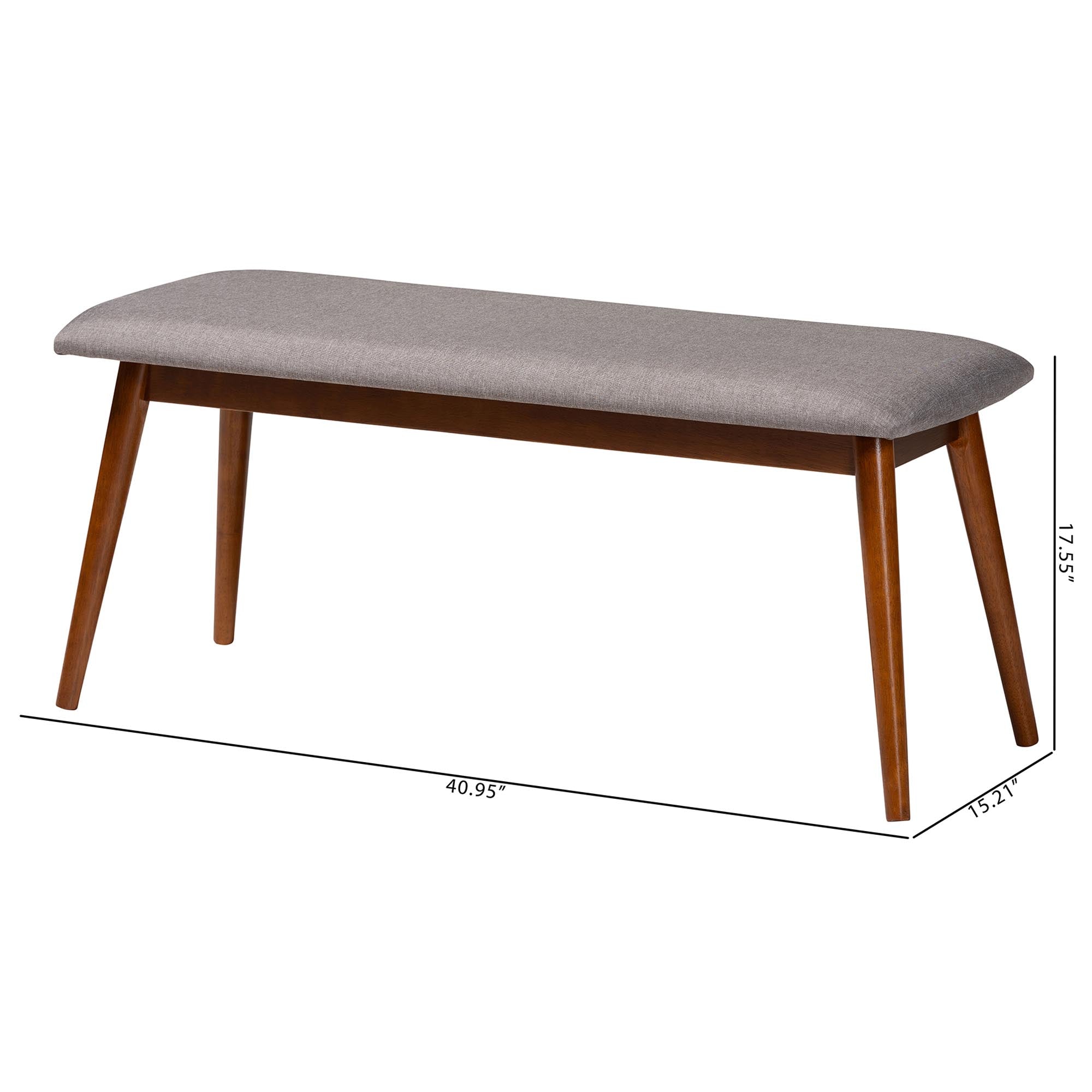 Flora Mid-Century Modern Light Fabric and "" Medium Finishing Wood Dining Bench