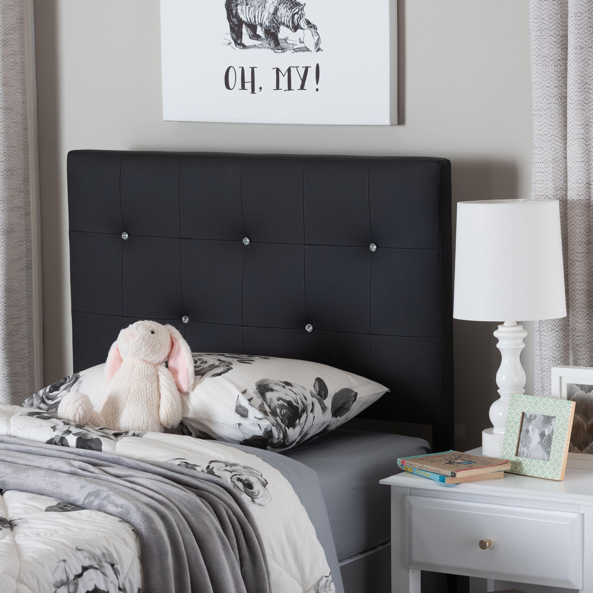 Kirchem Modern and Contemporary Faux Leather Upholstered Headboard