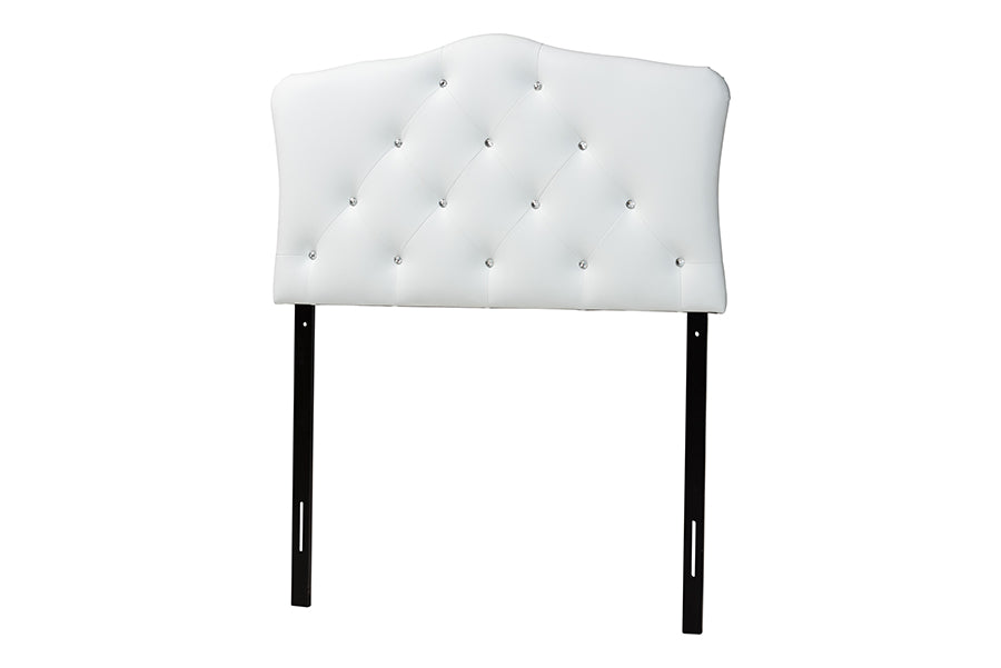 Rita Modern and Contemporary Faux Leather Upholstered Button-Tufted Scalloped Headboard
