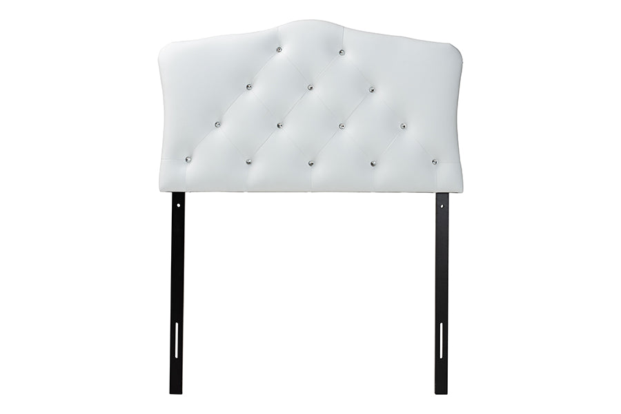 Rita Modern and Contemporary Faux Leather Upholstered Button-Tufted Scalloped Headboard
