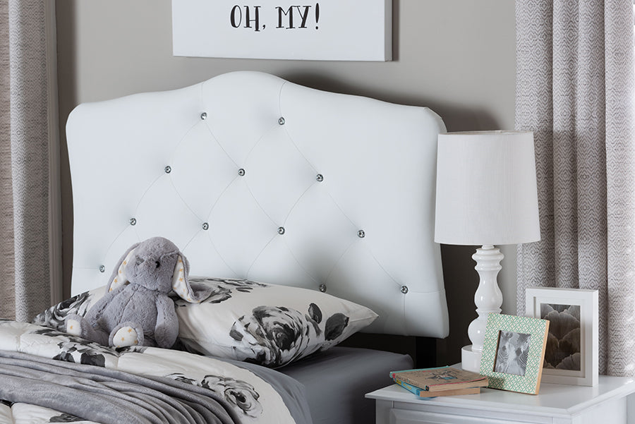 Rita Modern and Contemporary Faux Leather Upholstered Button-Tufted Scalloped Headboard