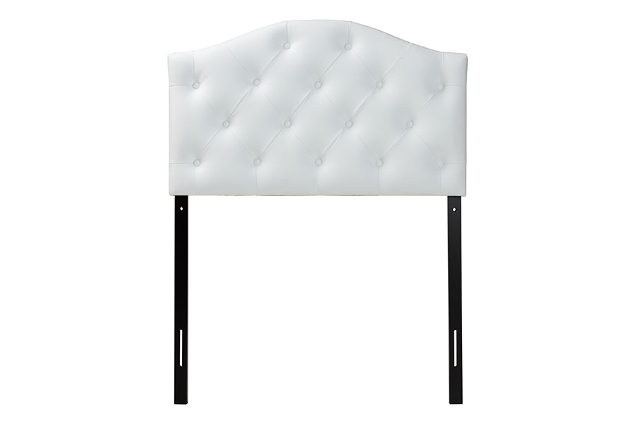Myra Modern and Contemporary Faux Leather Upholstered Button-Tufted Scalloped Headboard