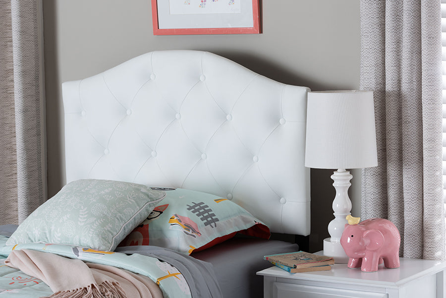 Myra Modern and Contemporary Faux Leather Upholstered Button-Tufted Scalloped Headboard