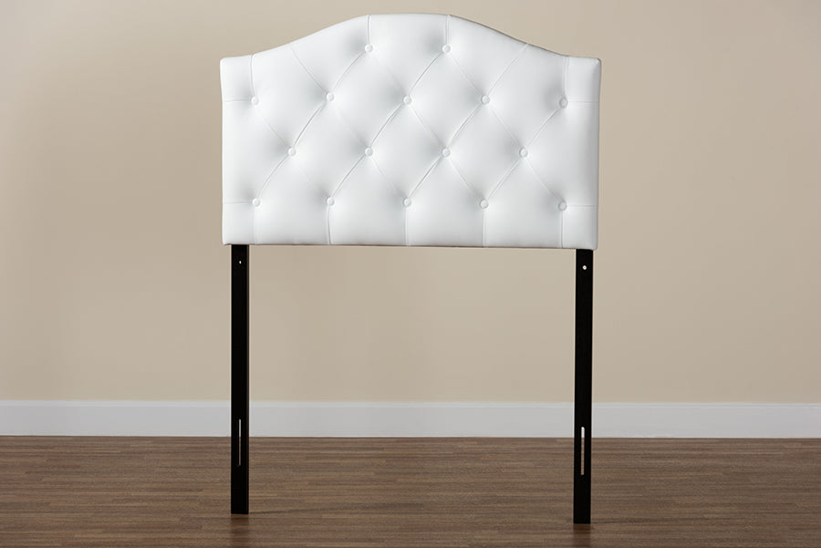 Myra Modern and Contemporary Faux Leather Upholstered Button-Tufted Scalloped Headboard