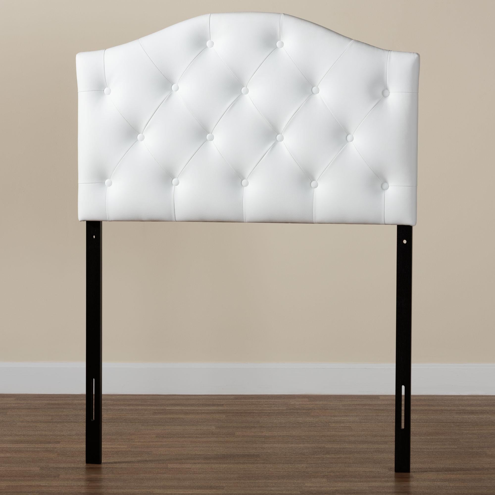 Myra Modern and Contemporary Faux Leather Upholstered Button-Tufted Scalloped Headboard
