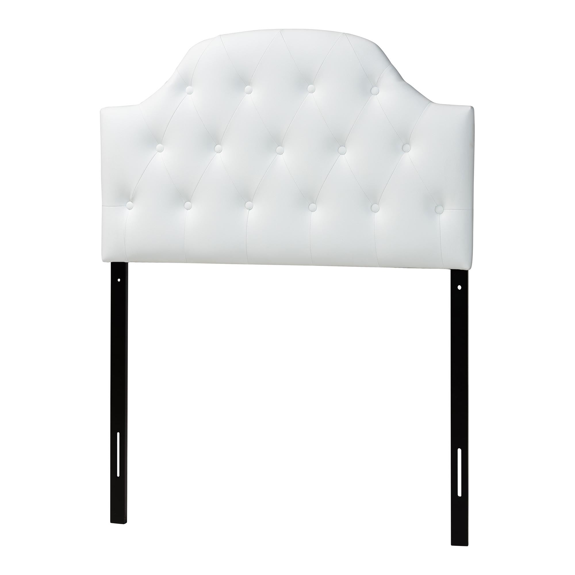 Morris Modern and Contemporary Faux Leather Upholstered Button-Tufted Scalloped Headboard