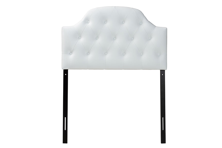 Morris Modern and Contemporary Faux Leather Upholstered Button-Tufted Scalloped Headboard