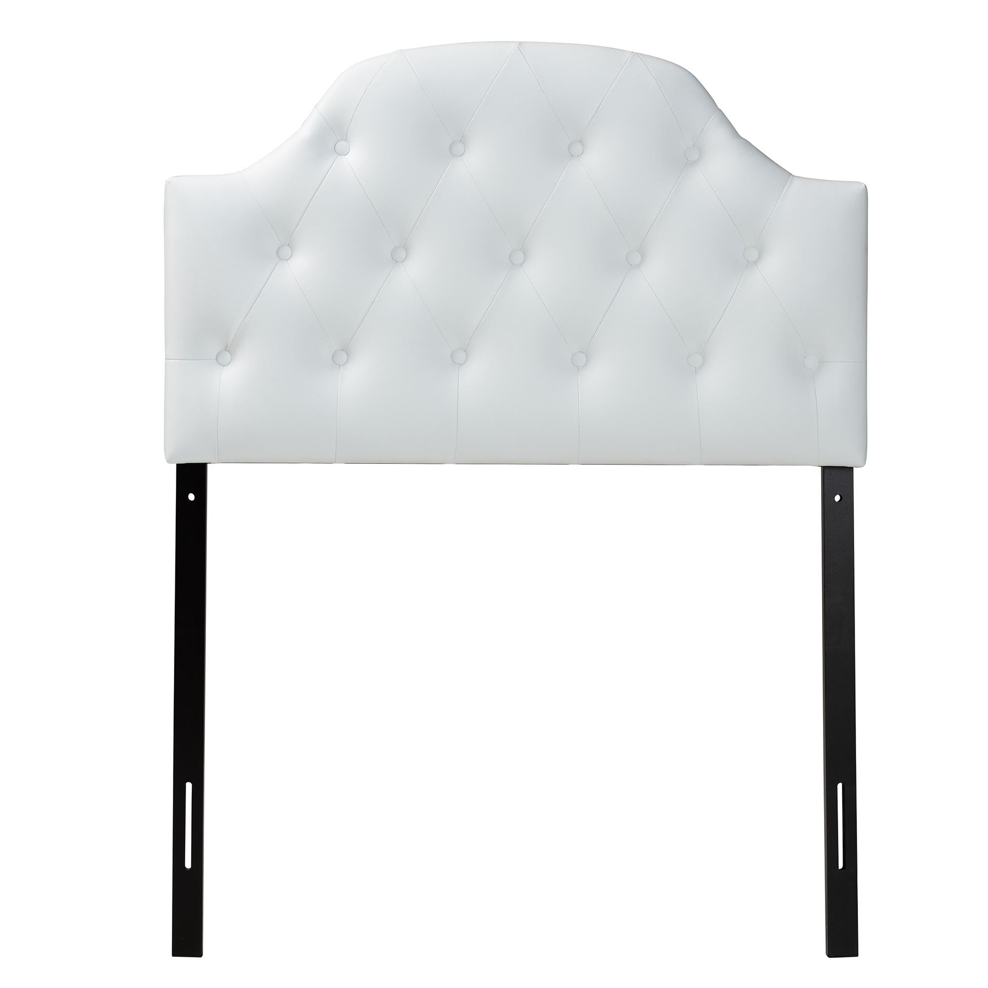 Morris Modern and Contemporary Faux Leather Upholstered Button-Tufted Scalloped Headboard