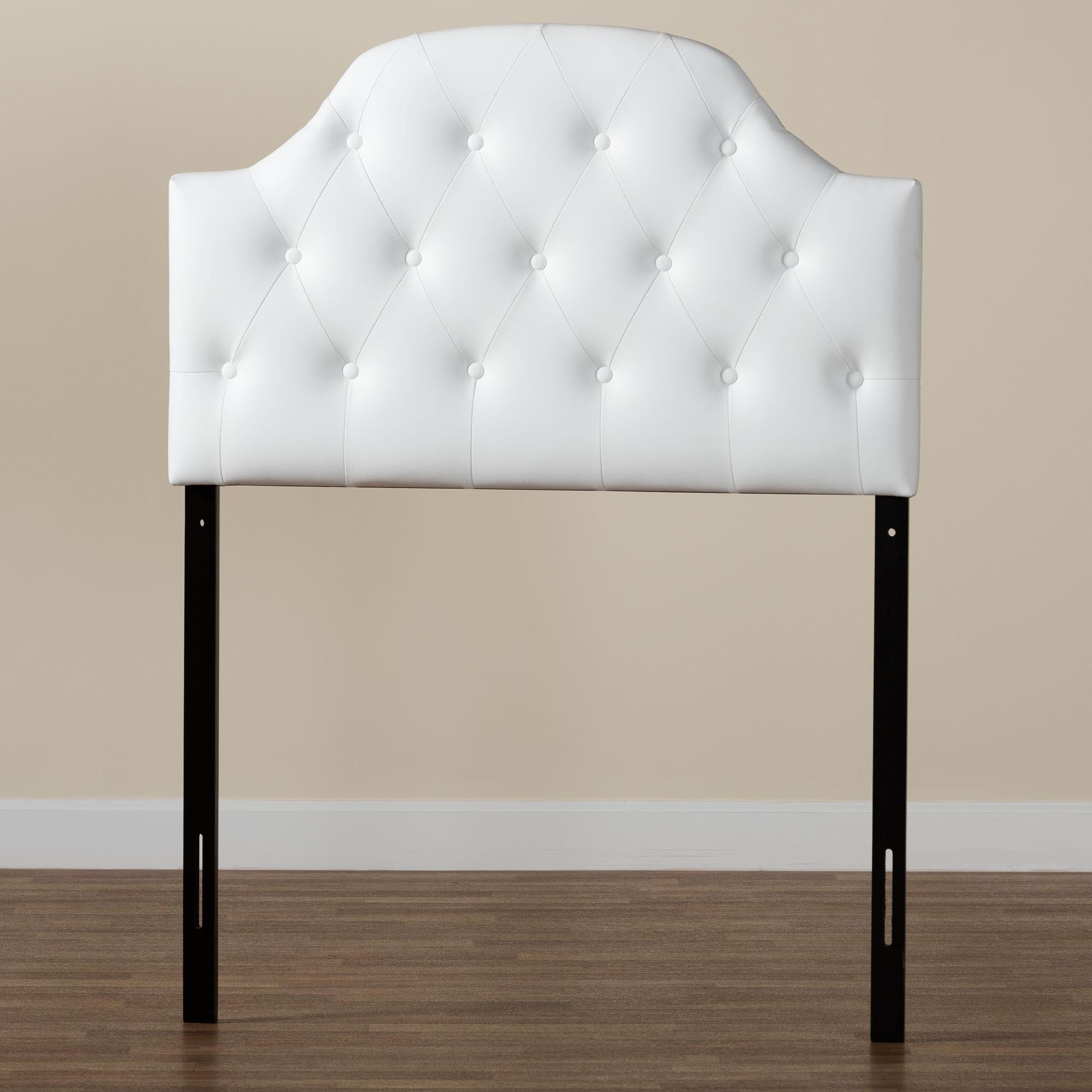 Morris Modern and Contemporary Faux Leather Upholstered Button-Tufted Scalloped Headboard