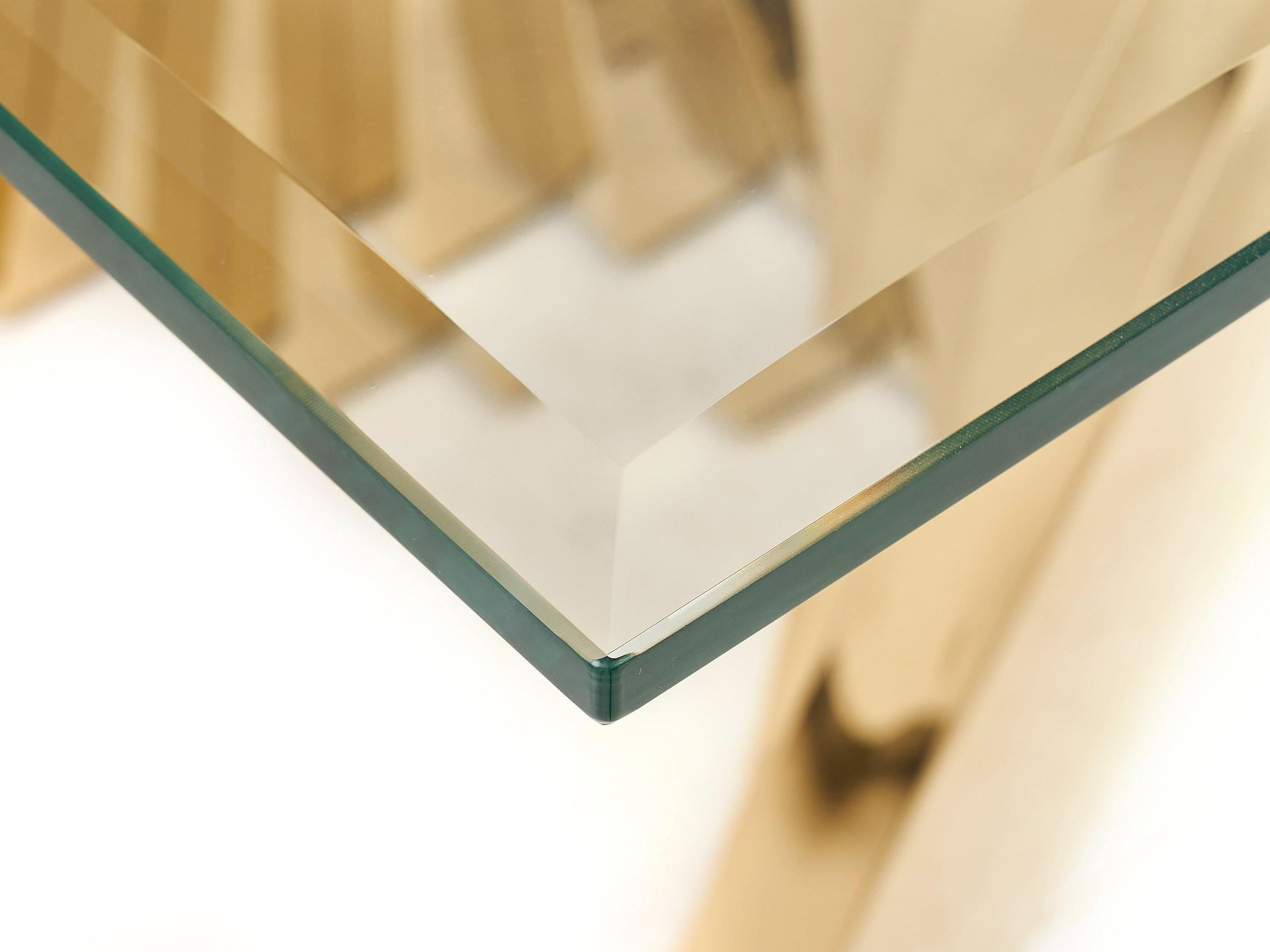 Buquet Glam Glass and Champagne Rectangular Dining Table