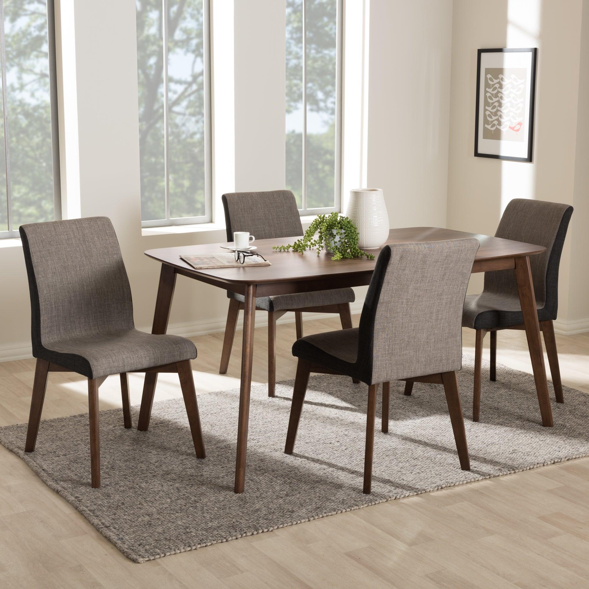 Kimberly Mid-Century Modern and Fabric 5-Piece Dining Set