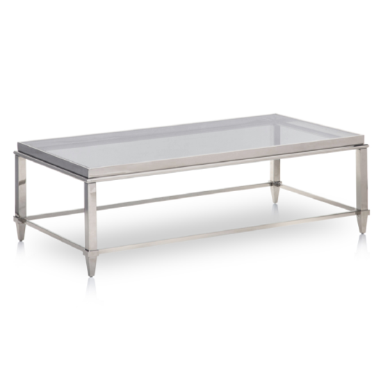 Agar Modern Glass and Stainless Steel Coffee Table