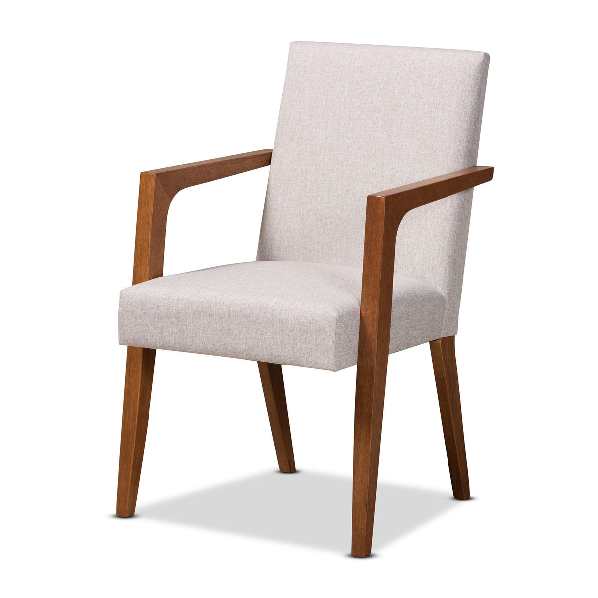 Glenda Mid-Century Modern ish Fabric Upholstered and Finished Wood 5-Piece Dining Set