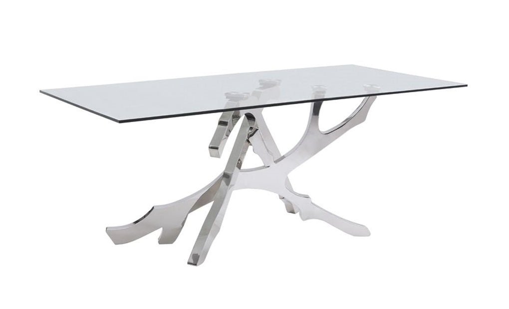 Legend Modern Glass and Stainless Steel Dining Table