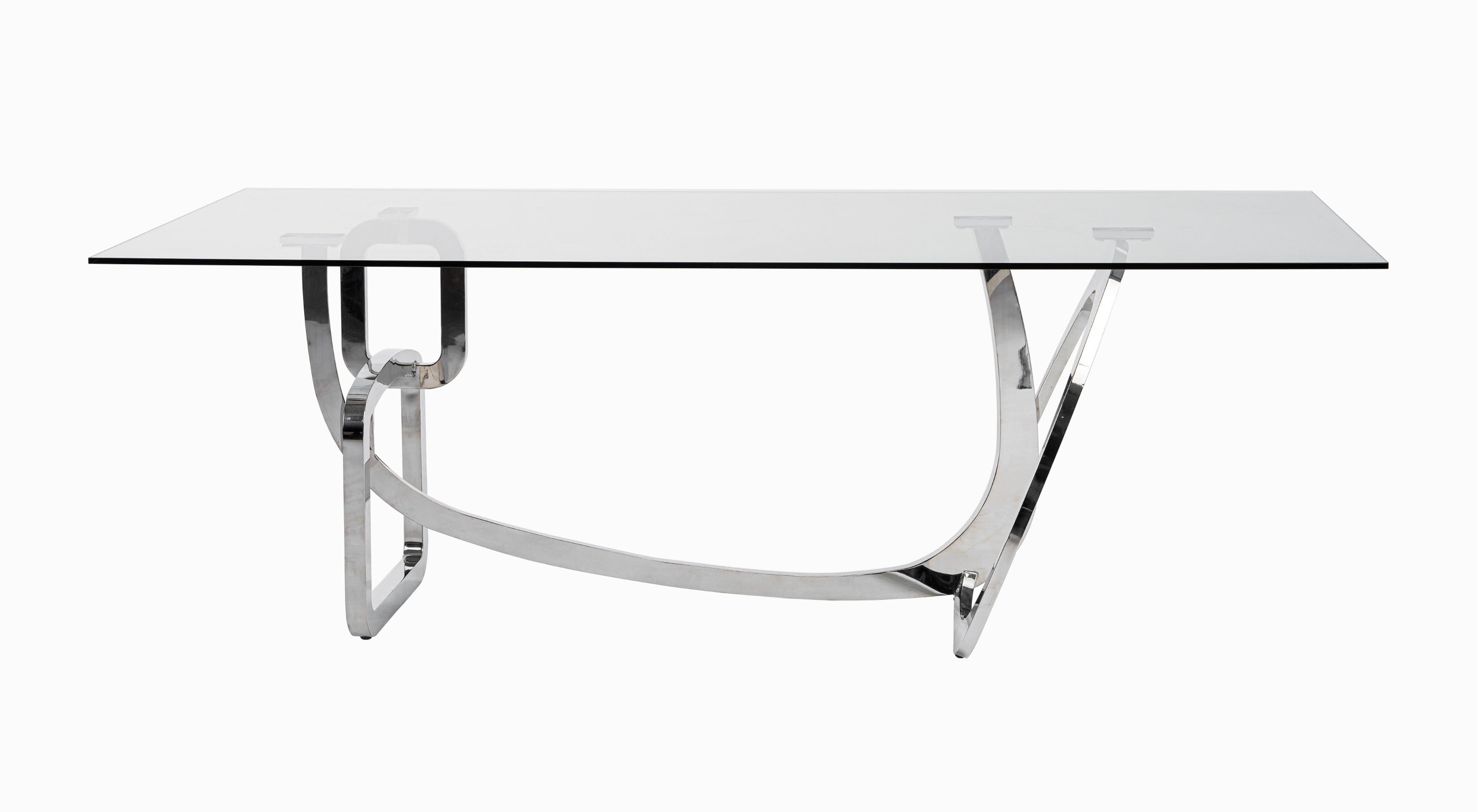 Adelaide Modern Stainless Steel and Glass Dining Table