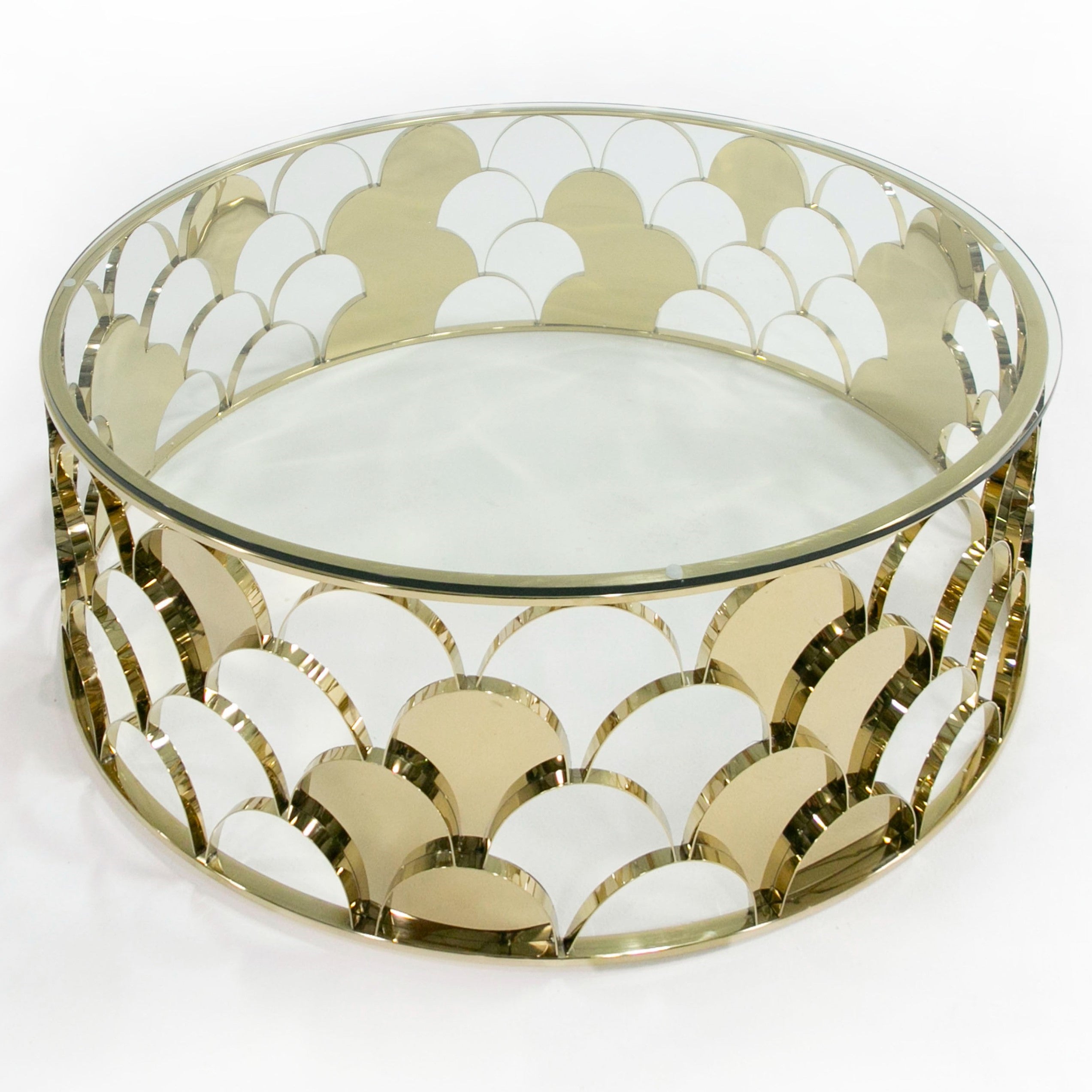 Javier Modern Glass and Round Coffee Table