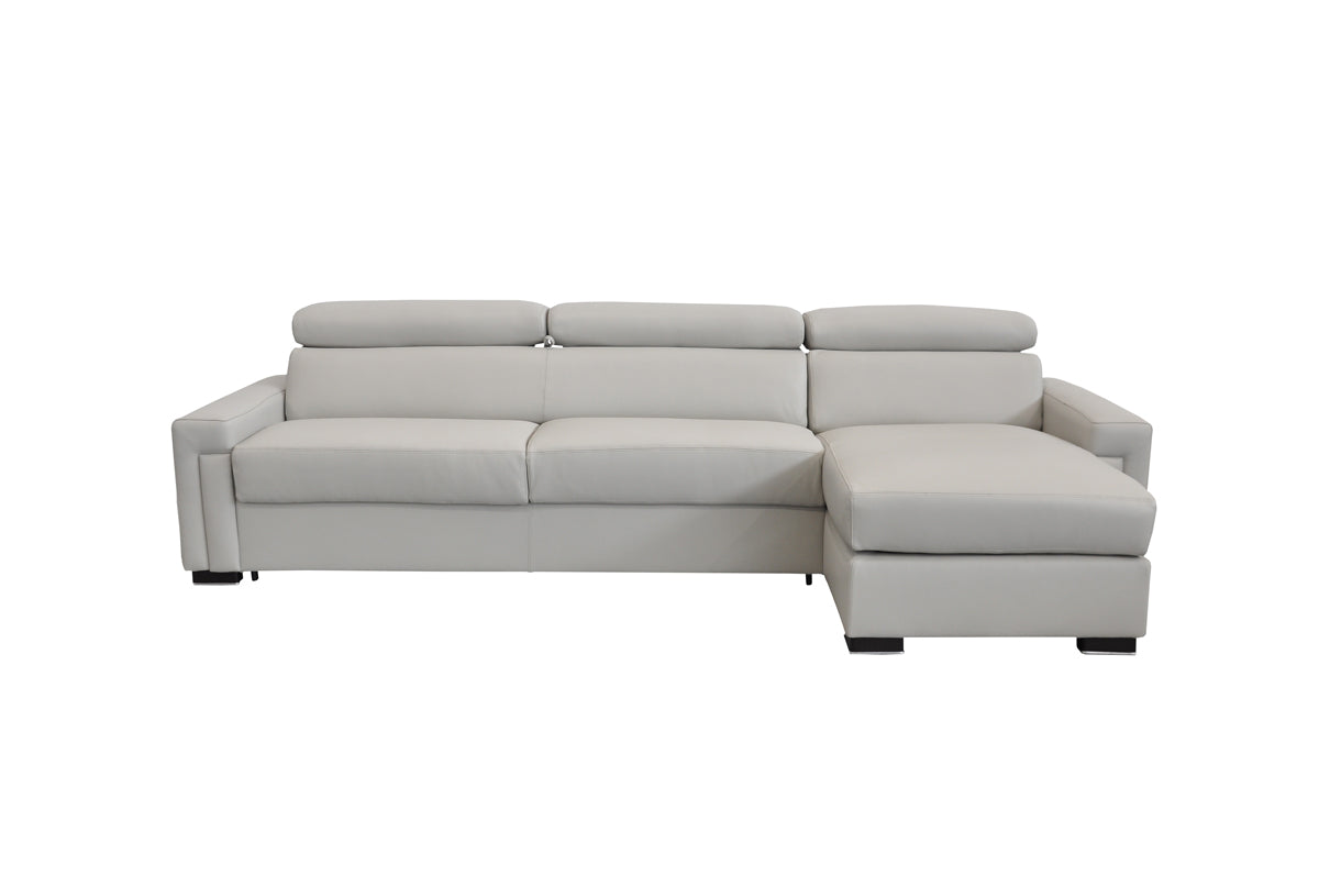 Sacha Modern Leather Reversible Sectional Sofa Bed with Storage