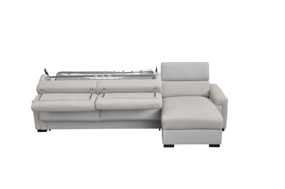 Sacha Modern Leather Reversible Sectional Sofa Bed with Storage