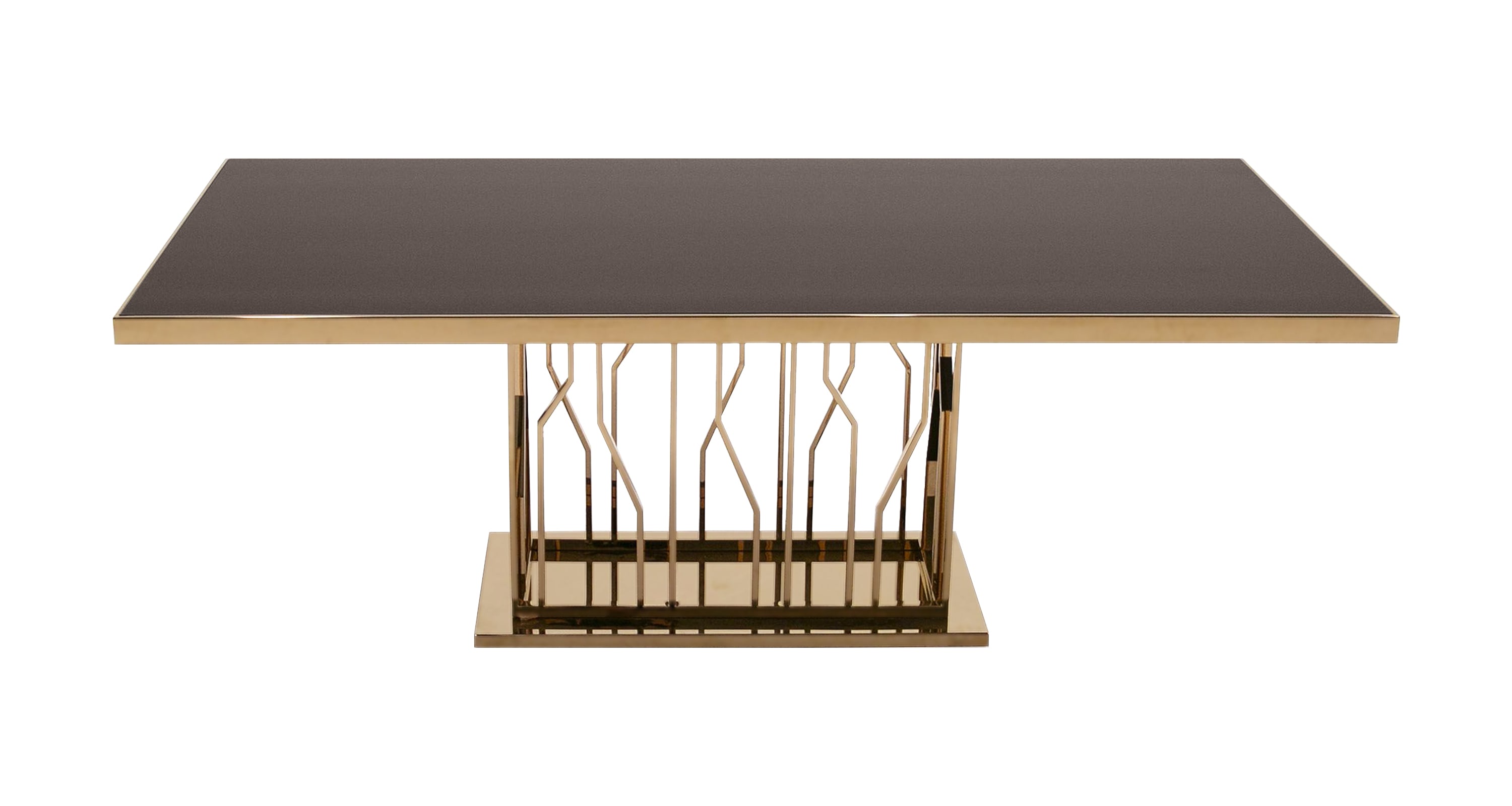 Marston Modern Glass and Rosegold Dining Table