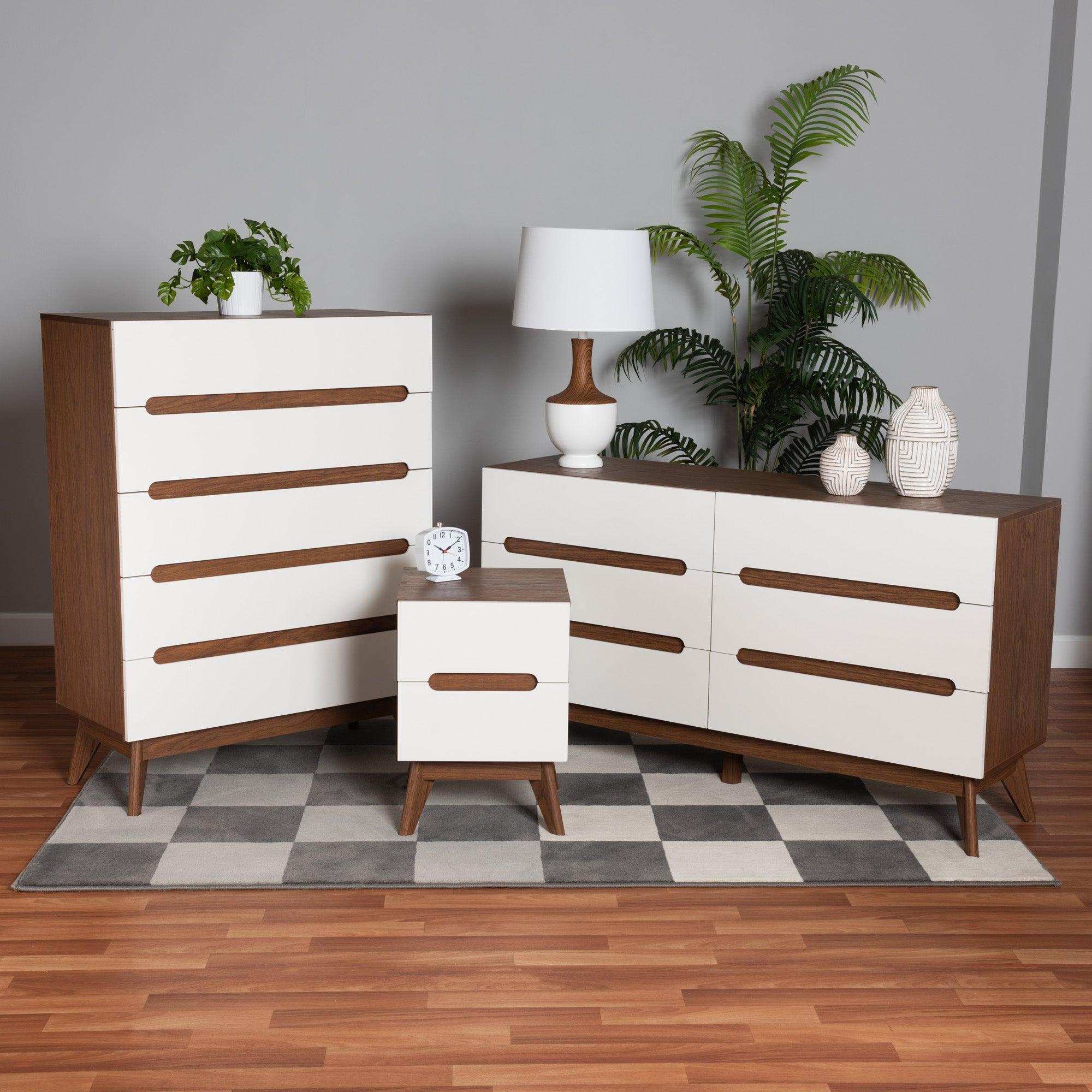 Calypso Mid-Century Modern Two-Tone and Finished Wood 3-Piece Storage Set