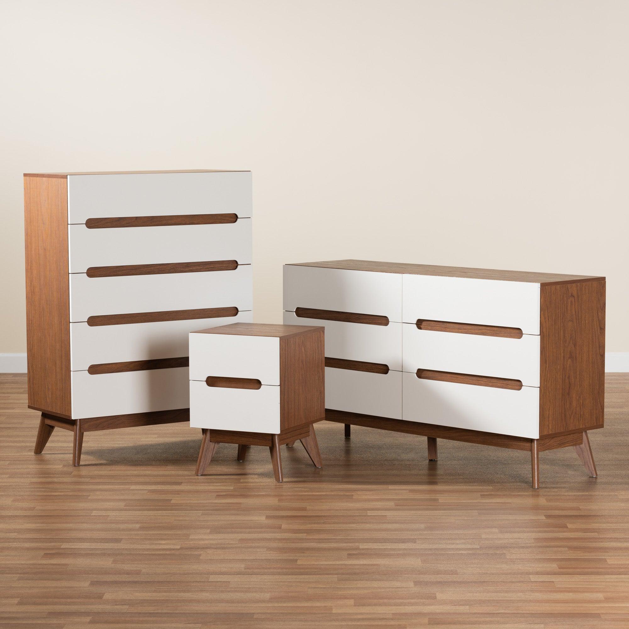 Calypso Mid-Century Modern Two-Tone and Finished Wood 3-Piece Storage Set