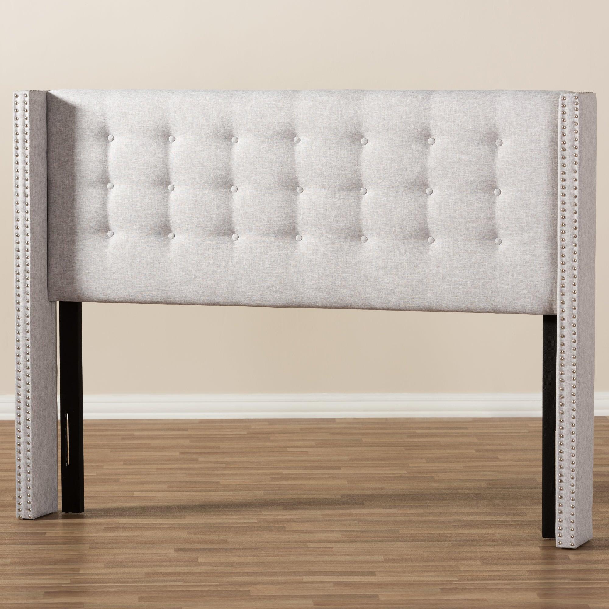Ginaro Modern And Contemporary ish Fabric Button-Tufted Nail head Winged Headboard