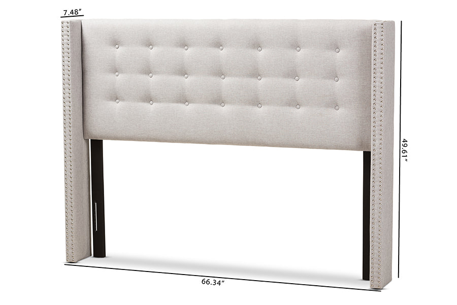 Ginaro Modern And Contemporary Fabric Button-Tufted Nail head Winged Headboard