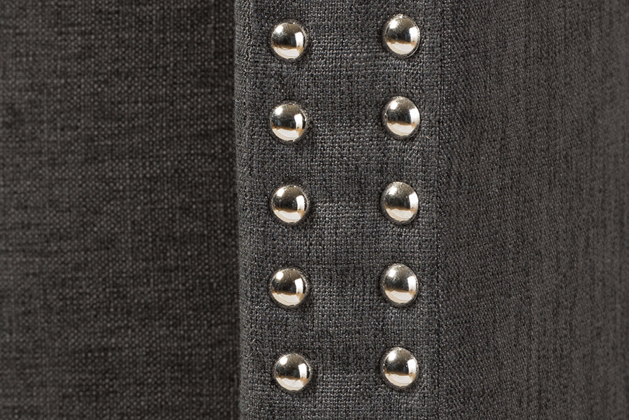 Ginaro Modern And Contemporary Fabric Button-Tufted Nail head Winged Headboard