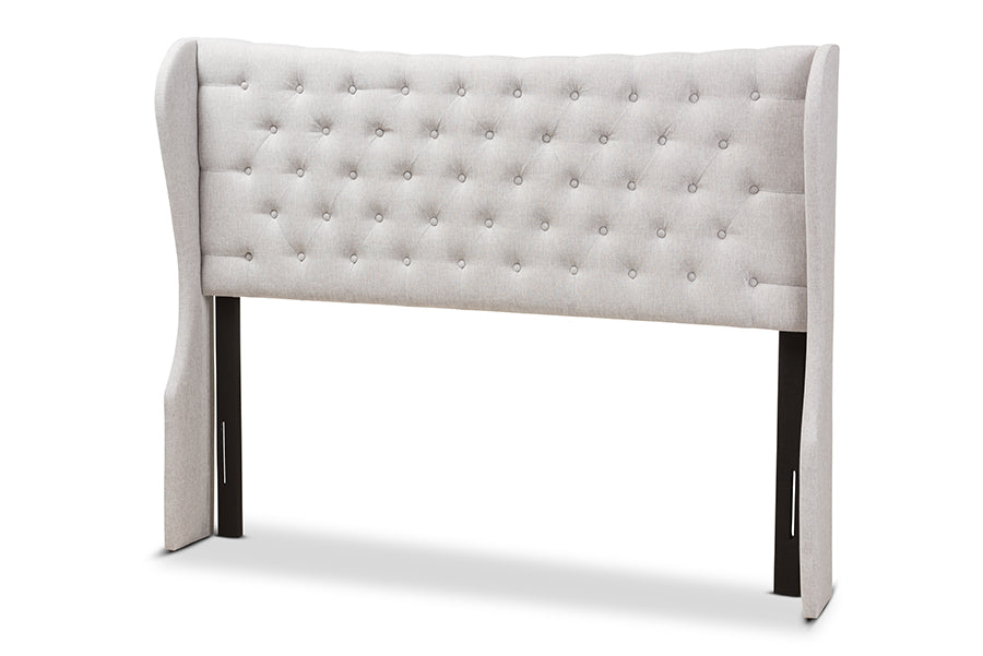 Cadence Modern and Contemporary Fabric Button-Tufted Winged Headboard