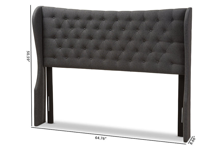 Cadence Modern and Contemporary Fabric Button-Tufted Winged Headboard