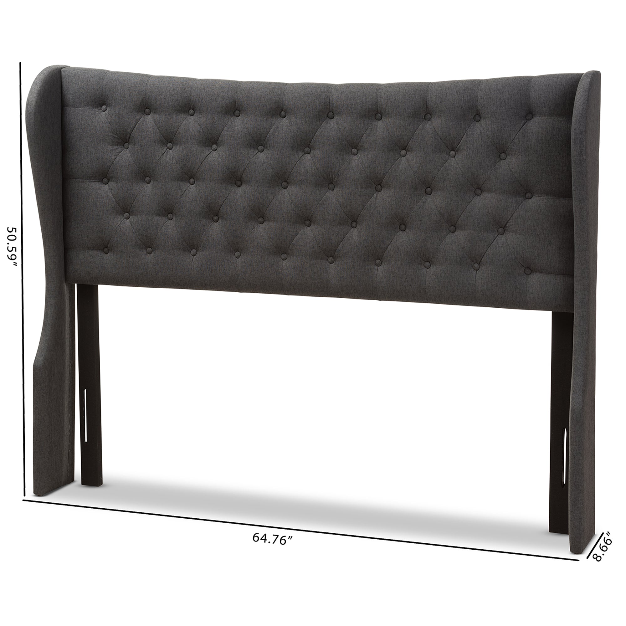 Cadence Modern and Contemporary Fabric Button-Tufted Winged Headboard