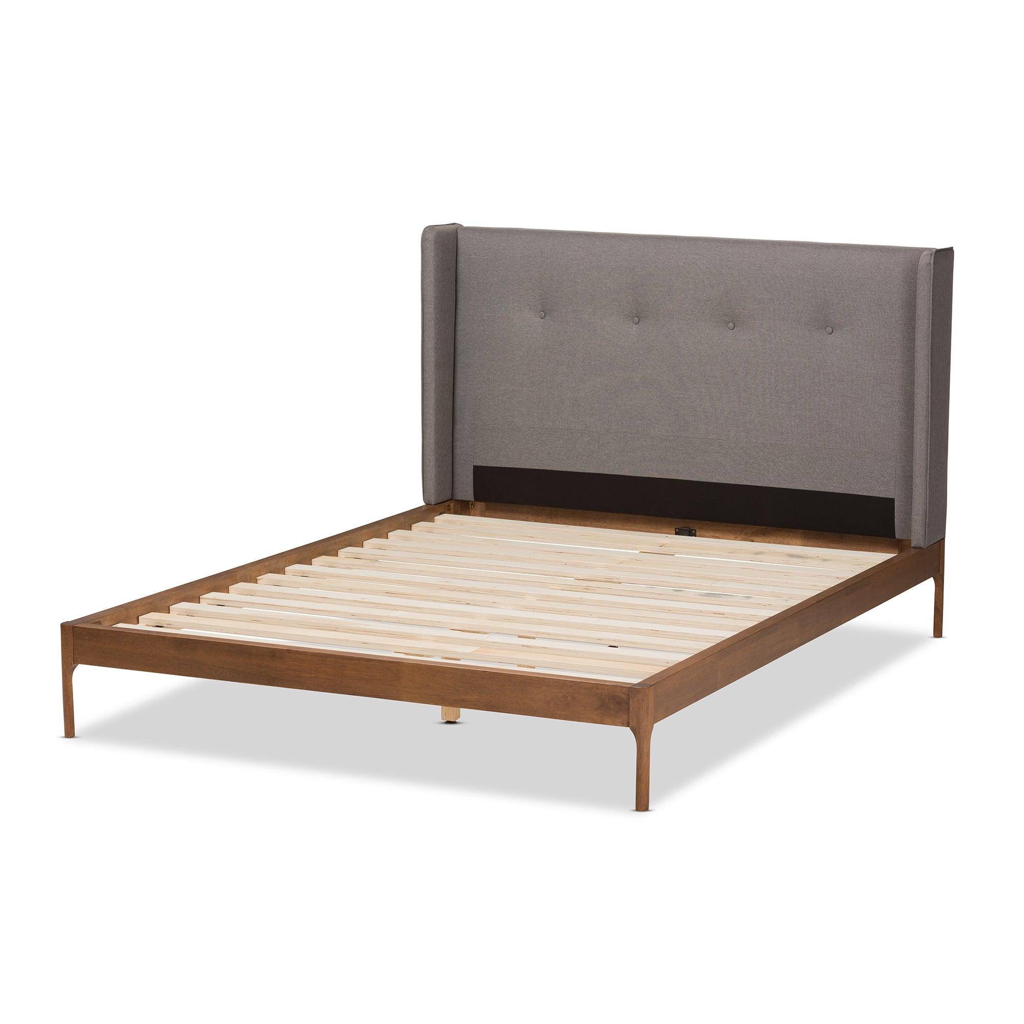 Brooklyn Mid-Century Modern Wood Fabric Platform Bed
