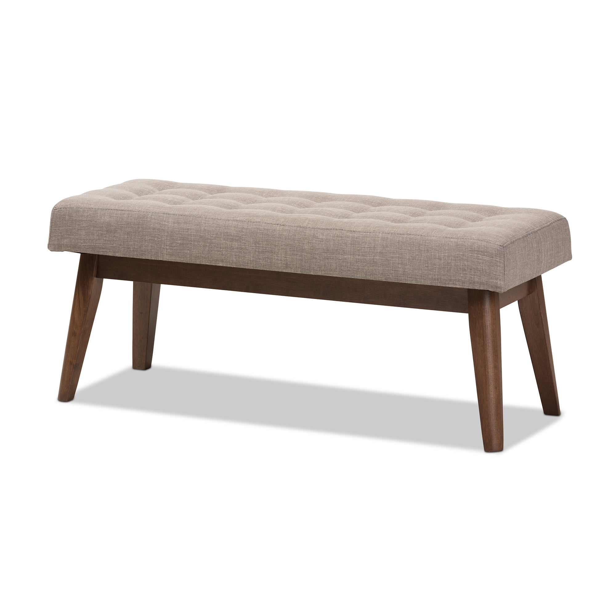 Elia Mid-Century Modern Wood Fabric Button-Tufted Bench