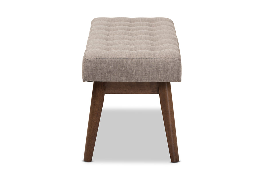 Elia Mid-Century Modern Wood Fabric Button-Tufted Bench