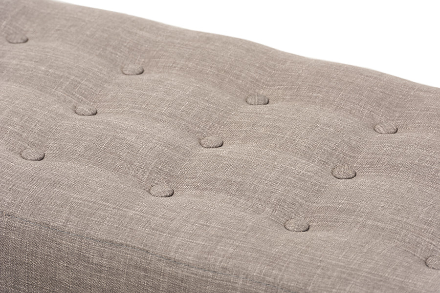 Elia Mid-Century Modern Wood Fabric Button-Tufted Bench