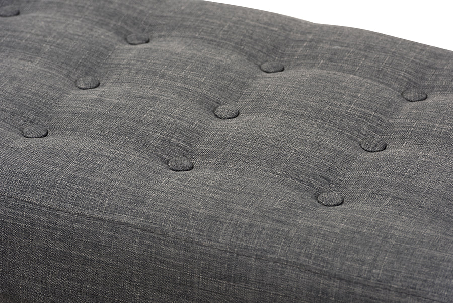 Elia Mid-Century Modern Wood Fabric Button-Tufted Bench