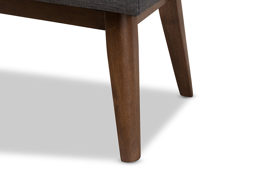 Elia Mid-Century Modern Wood Fabric Button-Tufted Bench