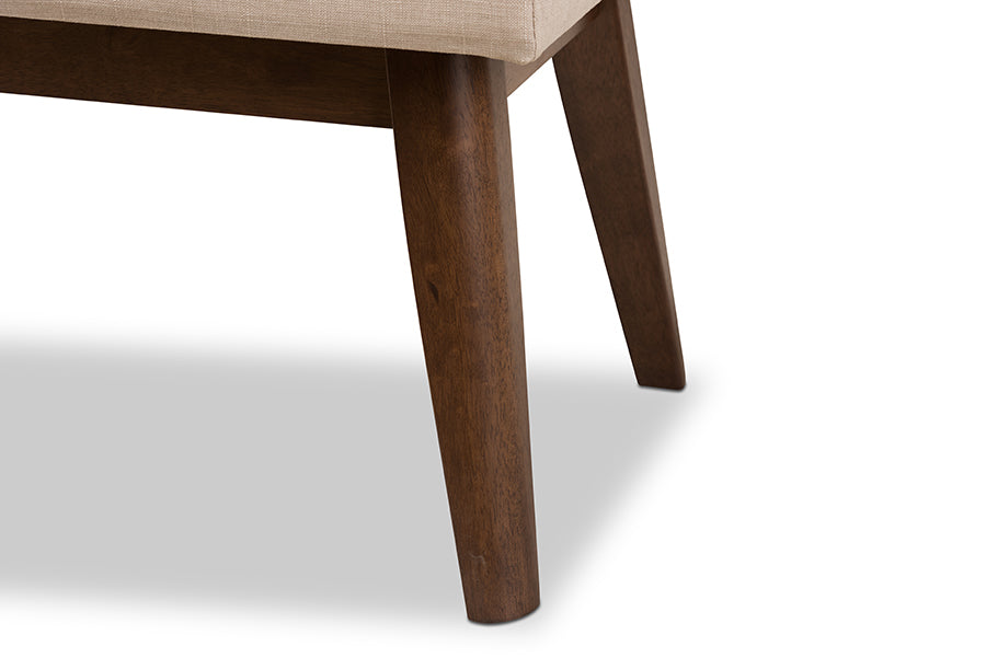 Elia Mid-Century Modern Wood Fabric Button-Tufted Bench