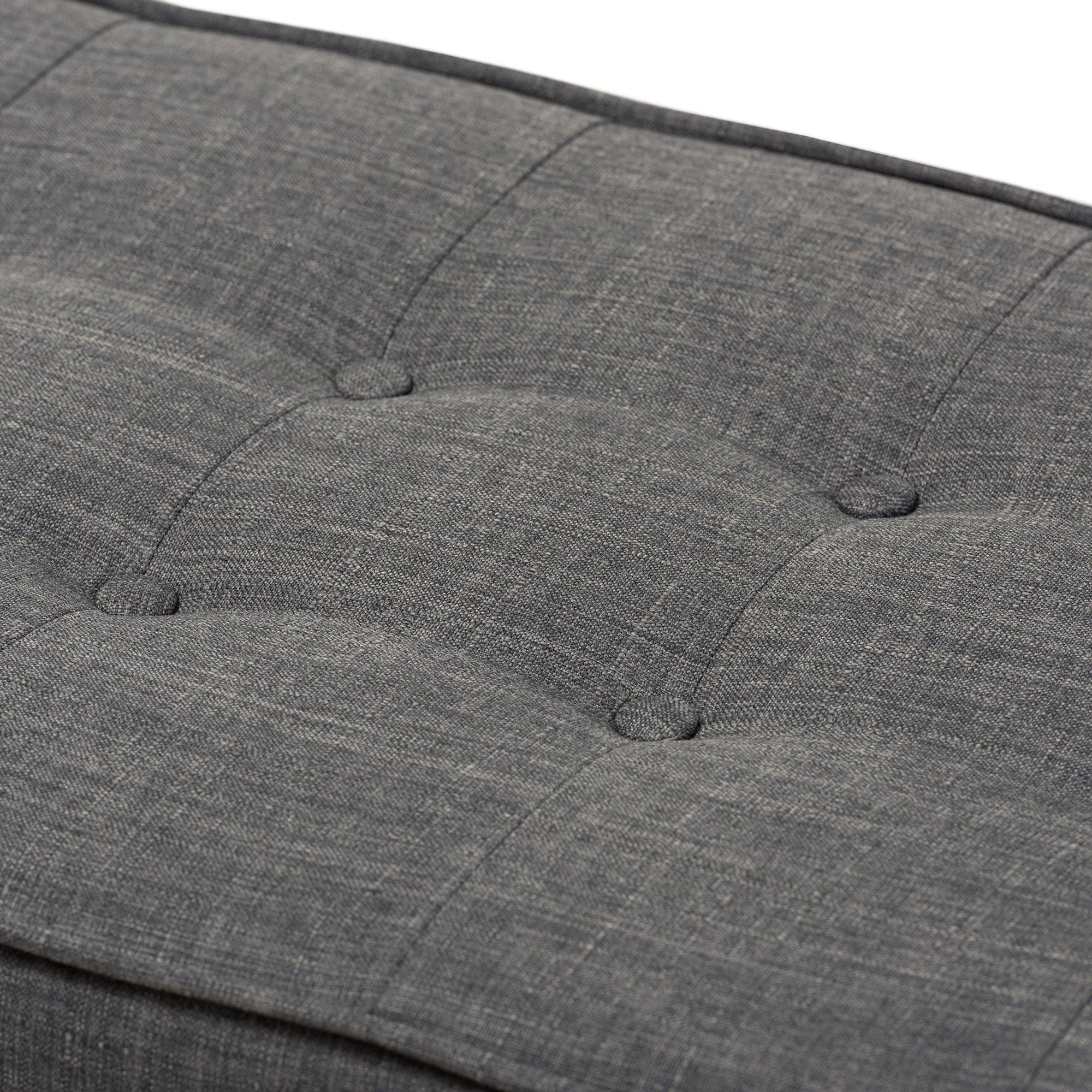 Lucca Mid-Century Modern Wood Dark Fabric Button-Tufted Bench