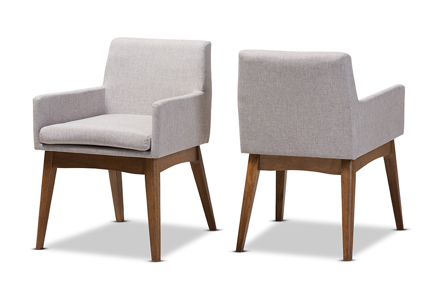 Nexus Mid-Century Modern Wood Finishing Fabric Dining Armchair (Set of 2)