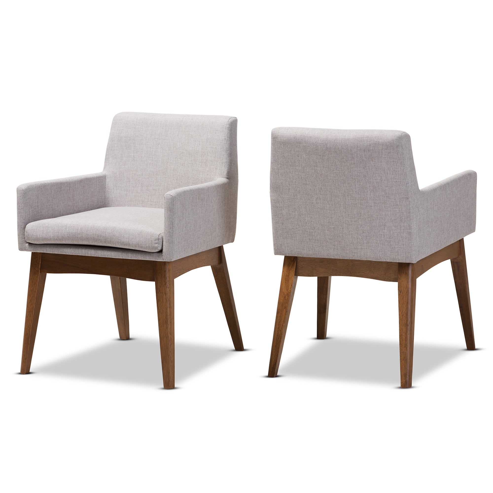 Nexus Mid-Century Modern Wood Finishing Fabric Dining Armchair (Set of 2)