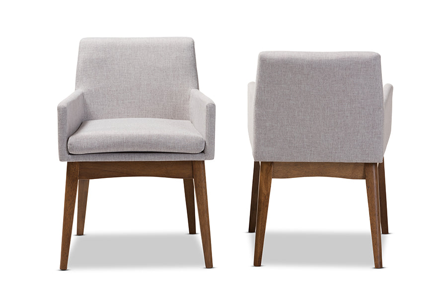 Nexus Mid-Century Modern Wood Finishing Fabric Dining Armchair (Set of 2)