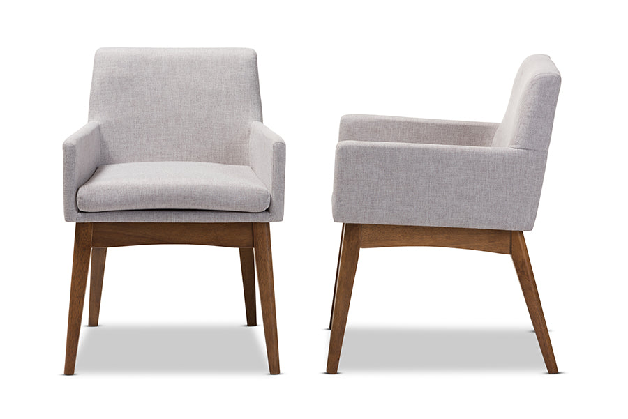 Nexus Mid-Century Modern Wood Finishing Fabric Dining Armchair (Set of 2)
