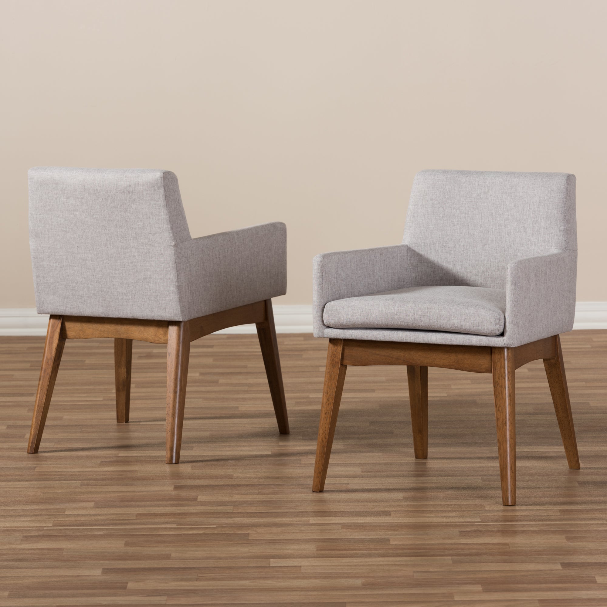 Nexus Mid-Century Modern Wood Finishing Fabric Dining Armchair (Set of 2)