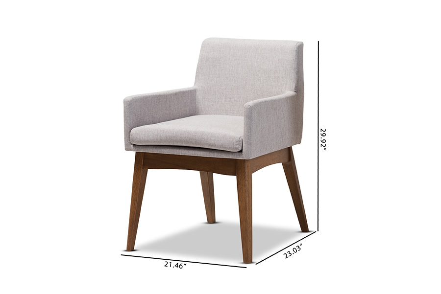 Nexus Mid-Century Modern Wood Finishing Fabric Dining Armchair (Set of 2)