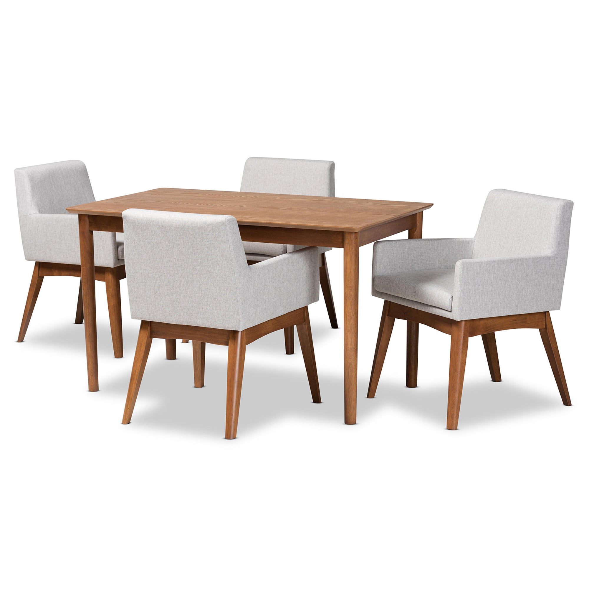 Dorina Mid-Century Modern Fabric Upholstered and Finished Wood 5-Piece Dining Set