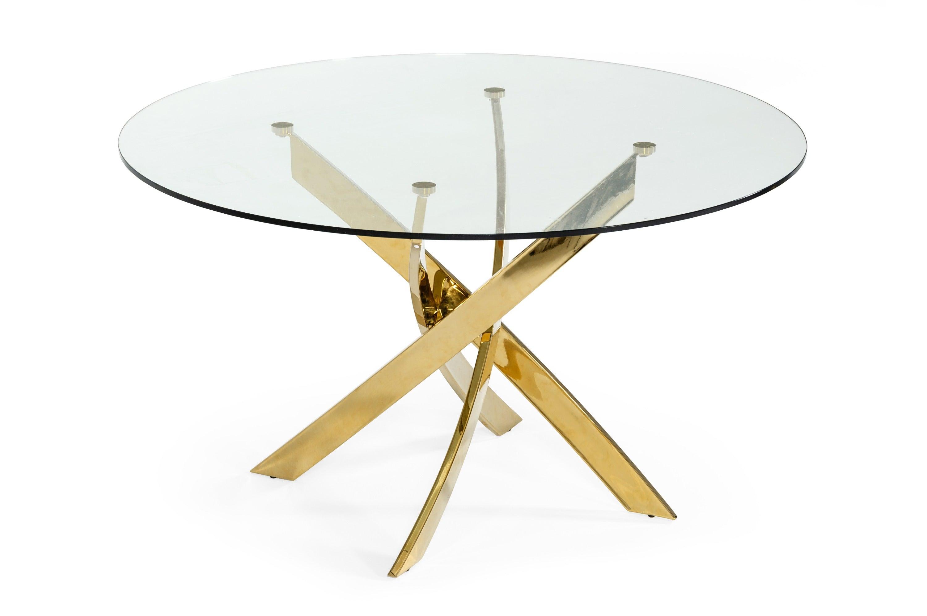 Pyrite Modern Round Glass Dining Table