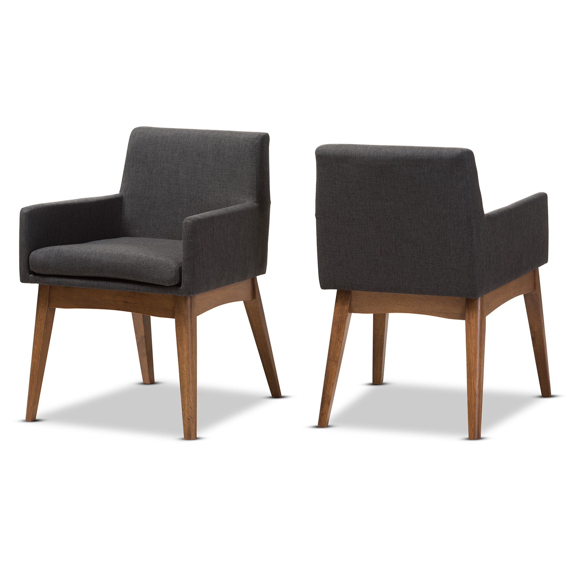 Nexus Mid-Century Modern Wood Finishing Fabric Dining Armchair (Set of 2)