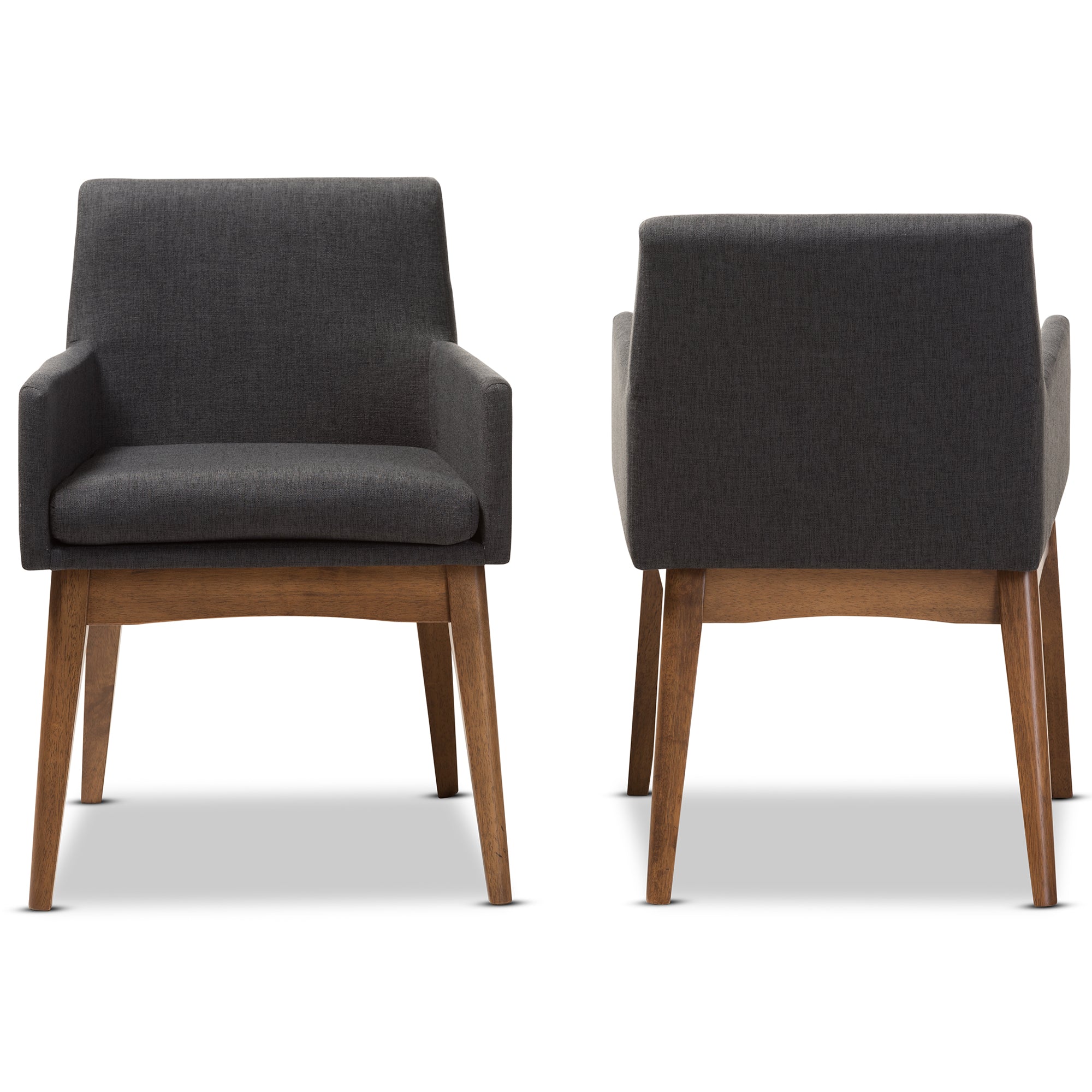 Nexus Mid-Century Modern Wood Finishing Fabric Dining Armchair (Set of 2)